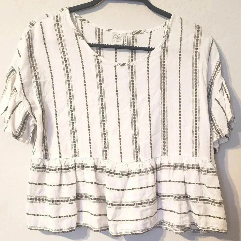 Paper Crane‎ Striped Crop Top